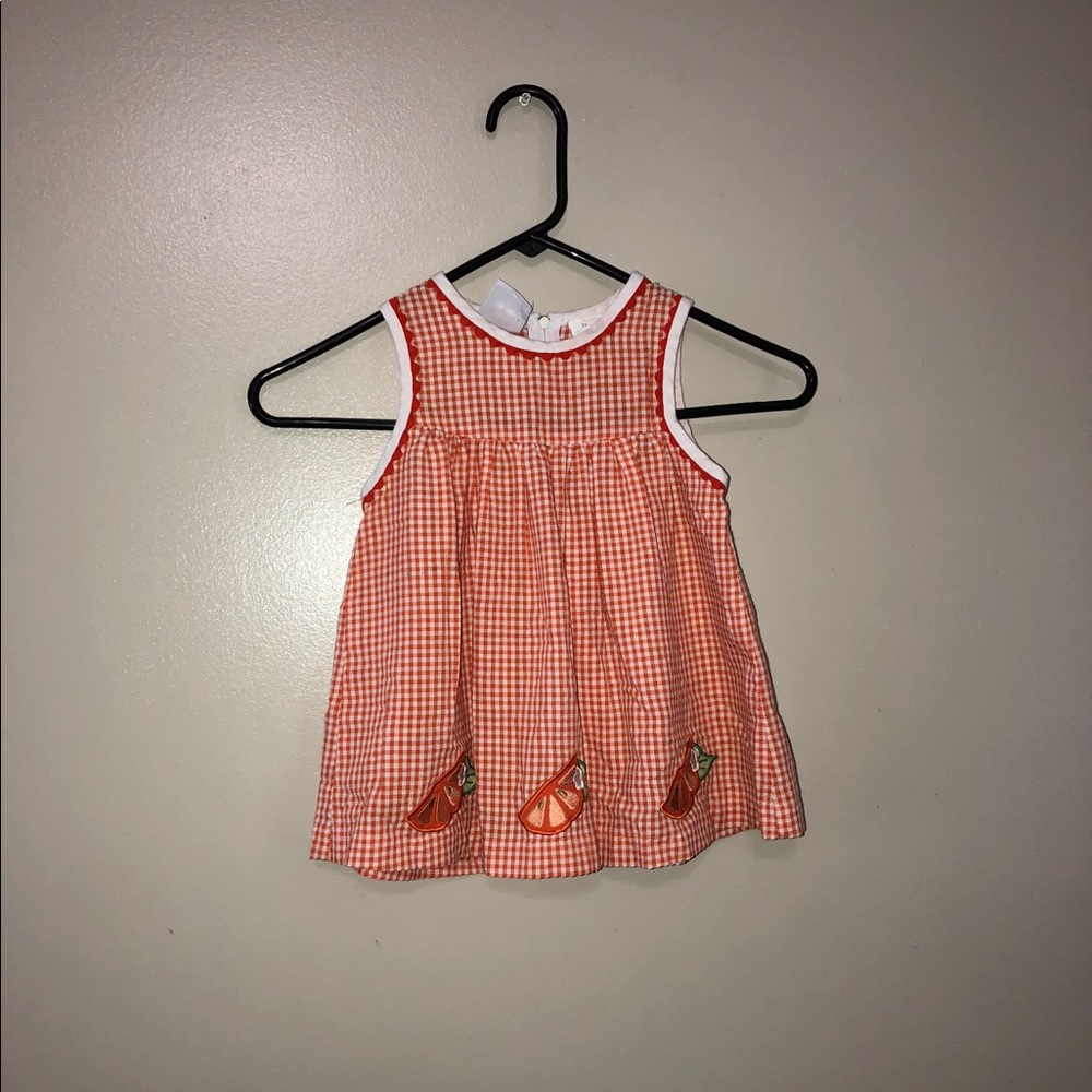 Orange White Checkered Girls’s Children’s Dress